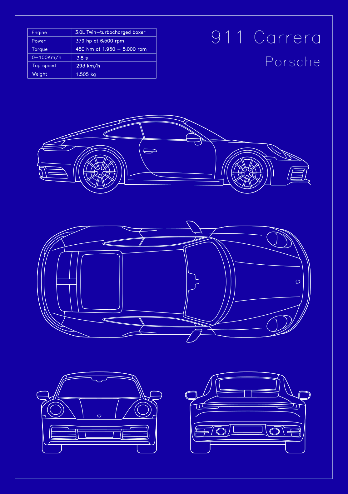 Porsche 911 Carrera Blueprint